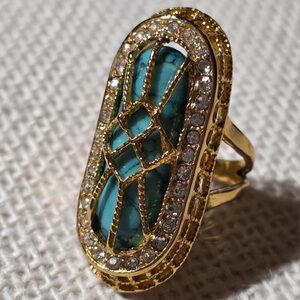 Gold and Turquoise Statement Ring